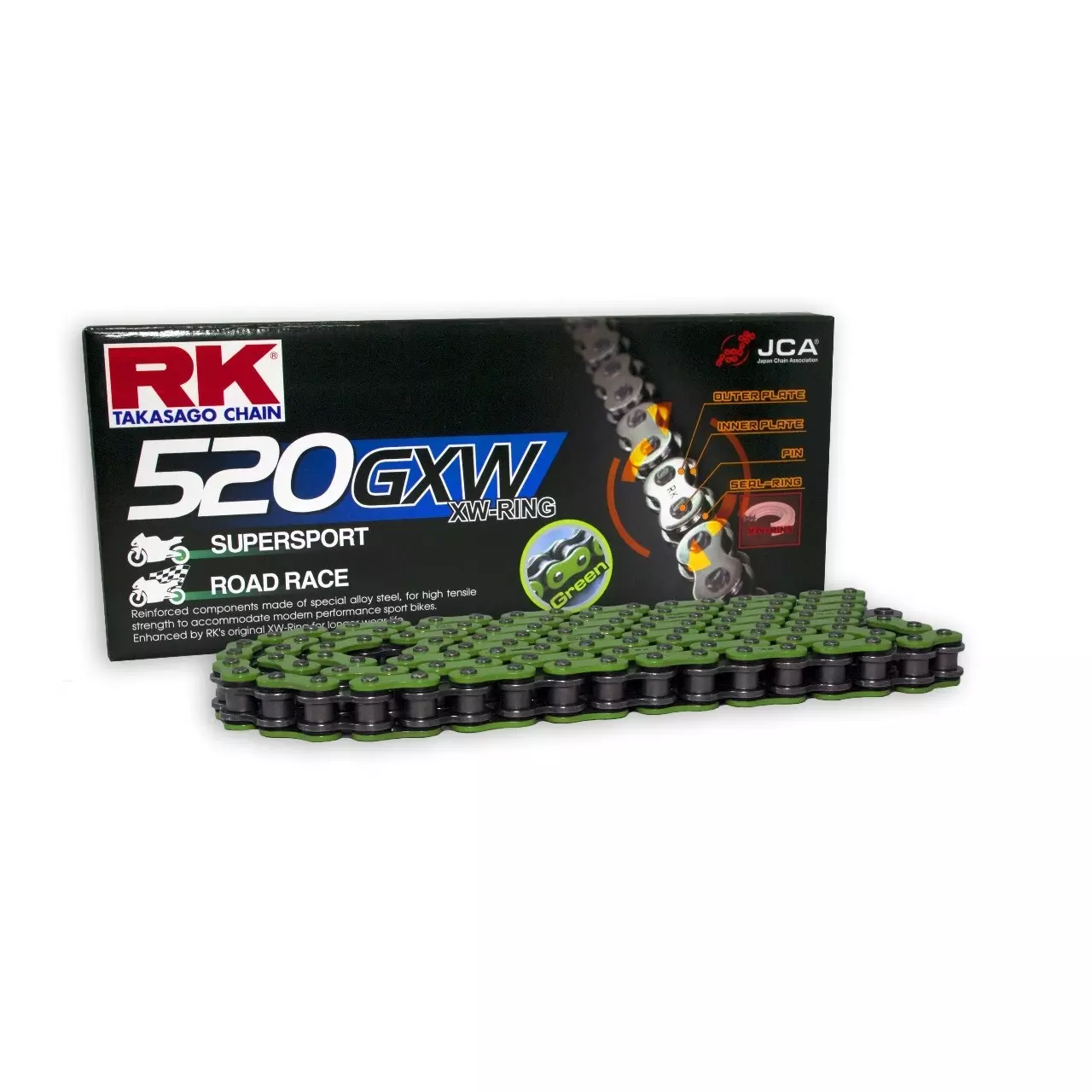 CADENAS RK JAPON 520 GXW-120 XW-RING VERDE