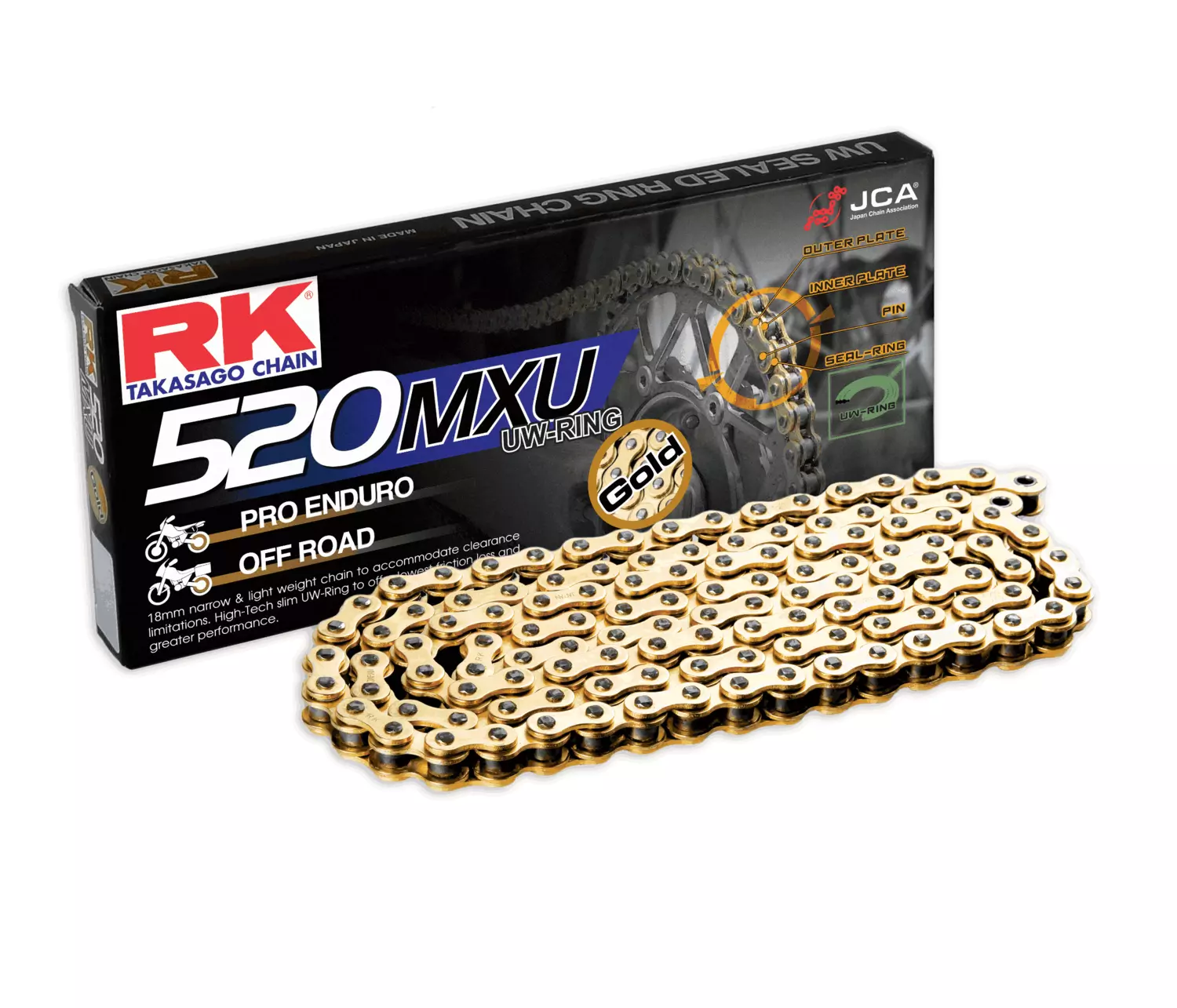 CADENAS RK JAPON 520 MXU-120 UW-RING DORADA